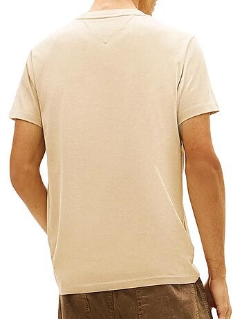 T-shirt slim bege para homem tommy hilfiger