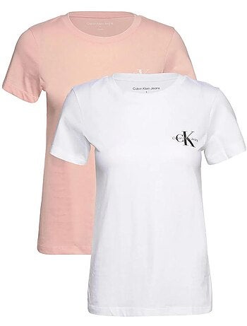 T-shirt Slim Calvin Klein Jeans para Mulher Branco/Rosa