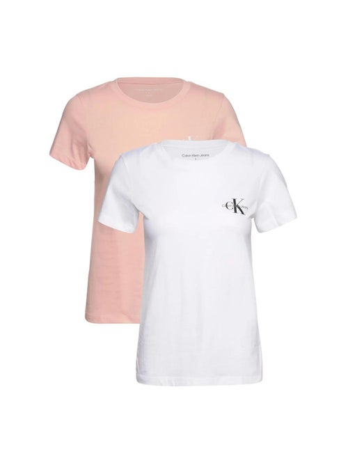 T-shirt Slim Calvin Klein Jeans para Mulher Branco/Rosa - Kiabi T-shirt Slim Calvin Klein Jeans para Mulher Branco/Rosa - Kiabi