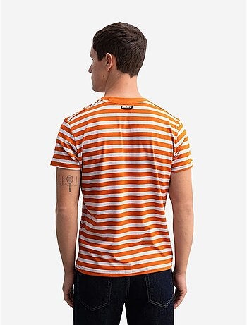 T-shirt slim fit às riscas com gola redonda giesto