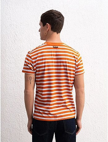 T-shirt slim fit às riscas com gola redonda giesto