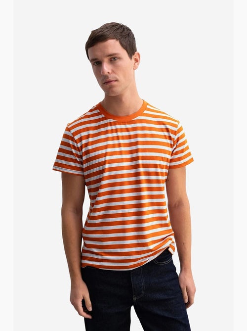 T-shirt slim fit às riscas com gola redonda giesto - Kiabi T-shirt slim fit às riscas com gola redonda giesto - Kiabi