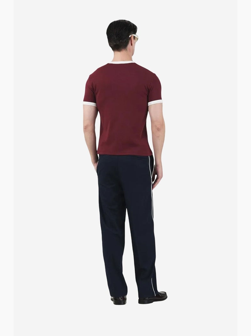 T-shirt slim fit com decote redondo e debrum em contraste giesto Vermelho bordô - Kiabi