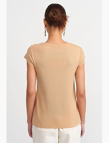 T-shirt slim fit de algodão com decote redondo dilvin