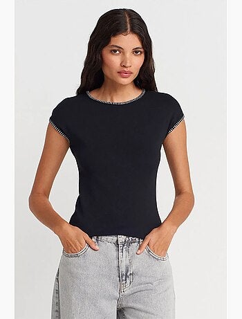 T-shirt slim fit de jersey de algodão com decote redondo dilvin