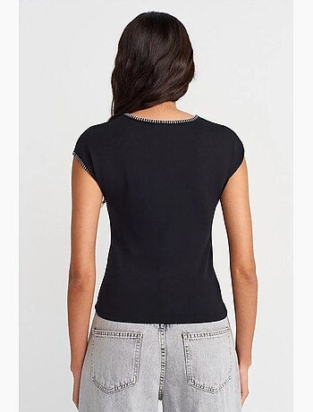 T-shirt slim fit de jersey de algodão com decote redondo dilvin