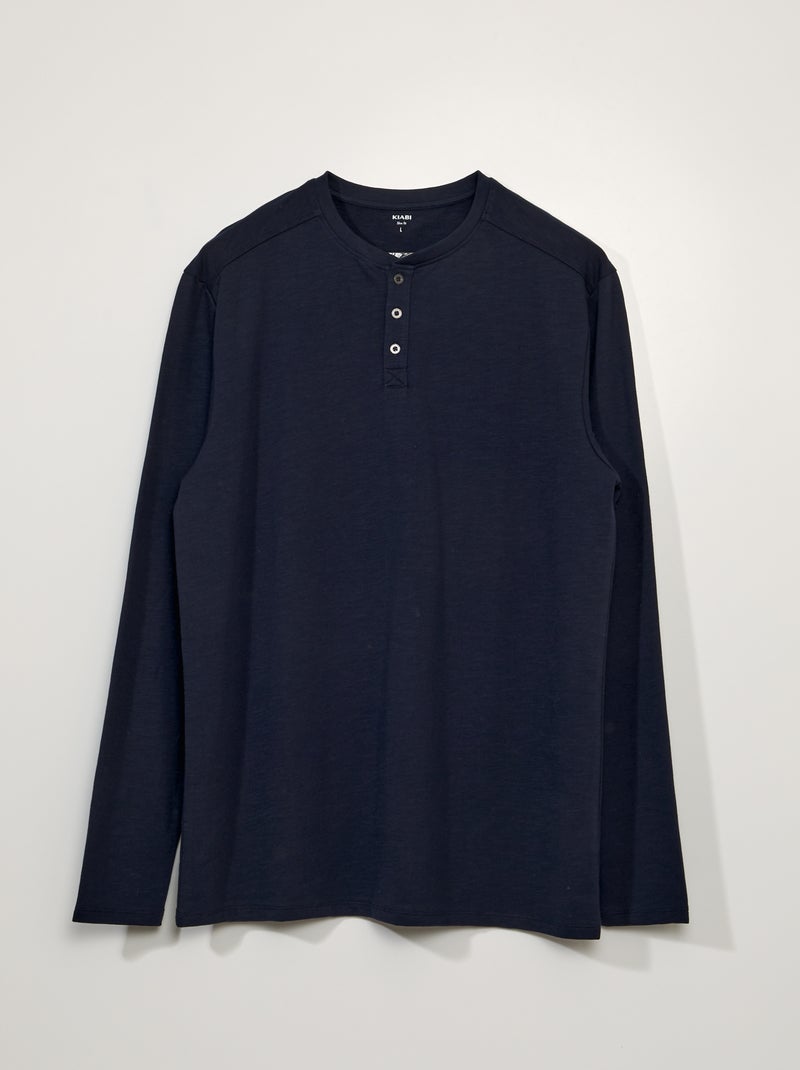 T-shirt slim fit de manga comprida +1,90 m AZUL - Kiabi