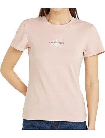 T-shirt Calvin Klein Jeans Monologo Slim para Mulher Preto