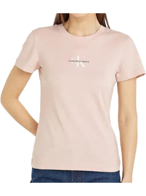 T-shirt Slim Rosa Calvin Klein Jeans Monologo para Mulher - Kiabi
