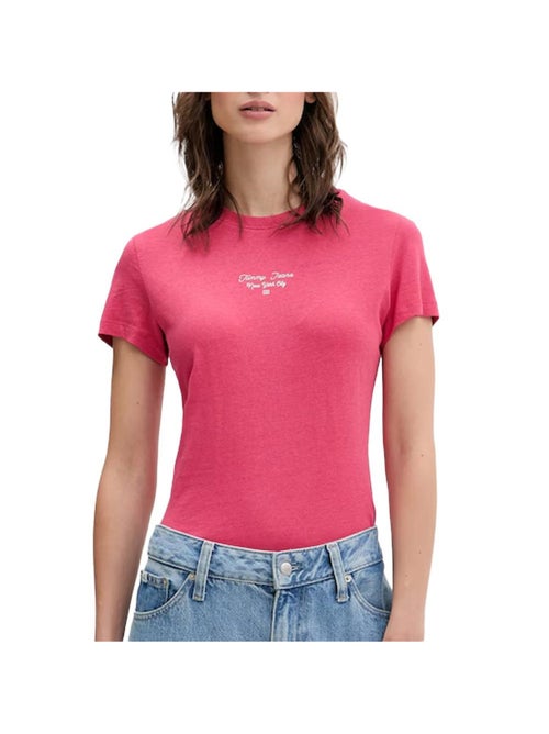 T-Shirt Slim Rosa com Logótipo Tommy Hilfiger para Mulher - Kiabi T-Shirt Slim Rosa com Logótipo Tommy Hilfiger para Mulher - Kiabi