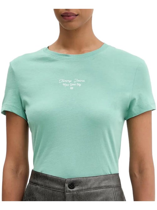 T-Shirt Slim Verde com Logótipo para Mulher Tommy Hilfiger - Kiabi