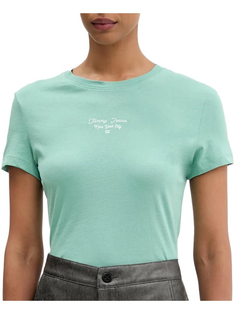 T-Shirt Slim Verde com Logótipo para Mulher Tommy Hilfiger Verde - Kiabi