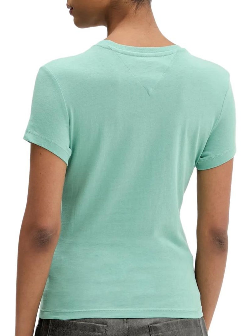 T-Shirt Slim Verde com Logótipo para Mulher Tommy Hilfiger Verde - Kiabi
