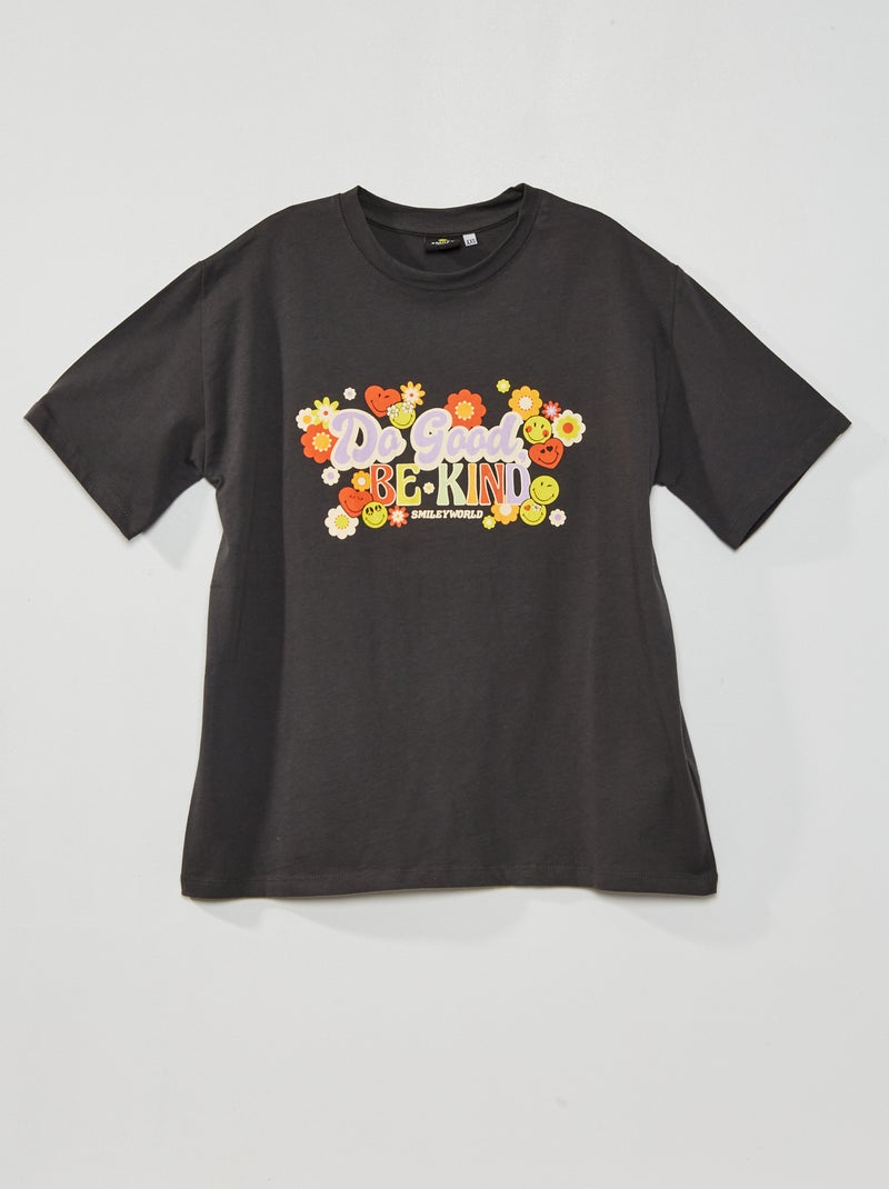 T-shirt 'Smile' oversize CINZA - Kiabi