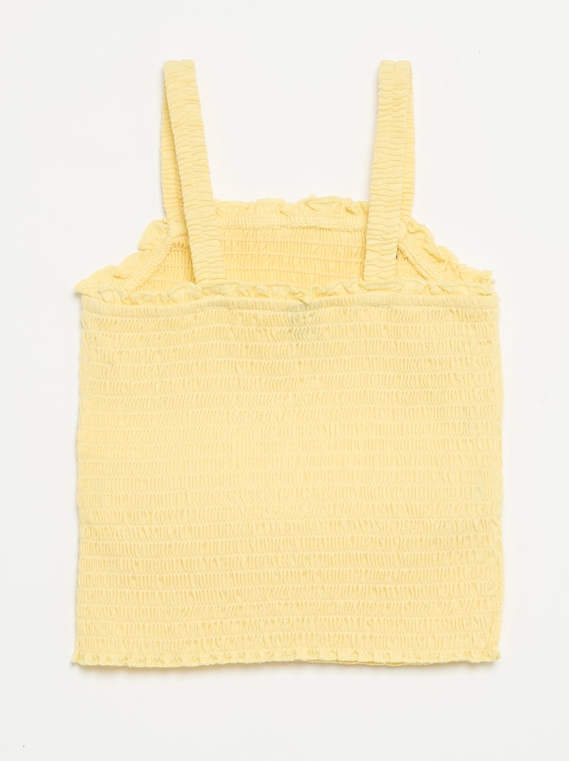 T-shirt smockada de alças Amarelo - Kiabi
