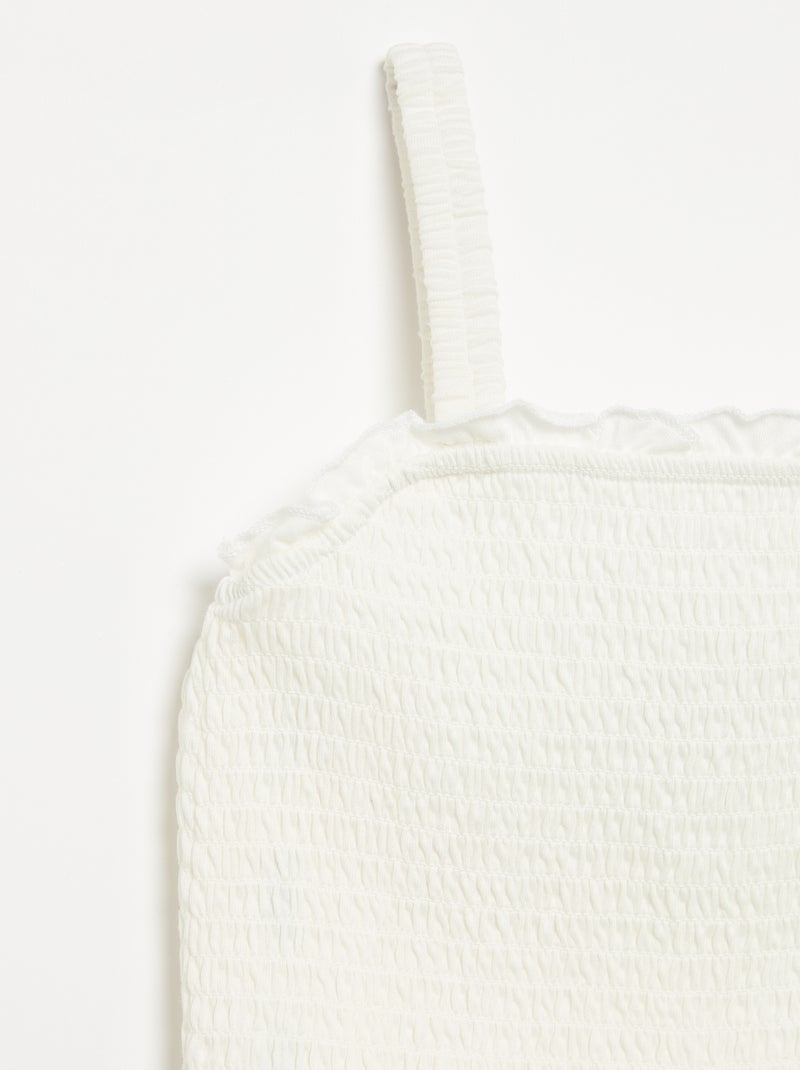 T-shirt smockada de alças Branco - Kiabi