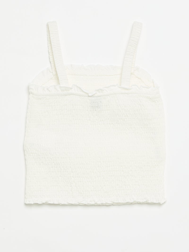 T-shirt smockada de alças Branco - Kiabi