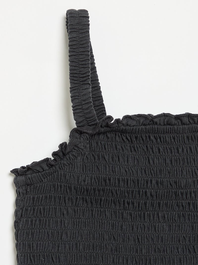 T-shirt smockada de alças Preto - Kiabi