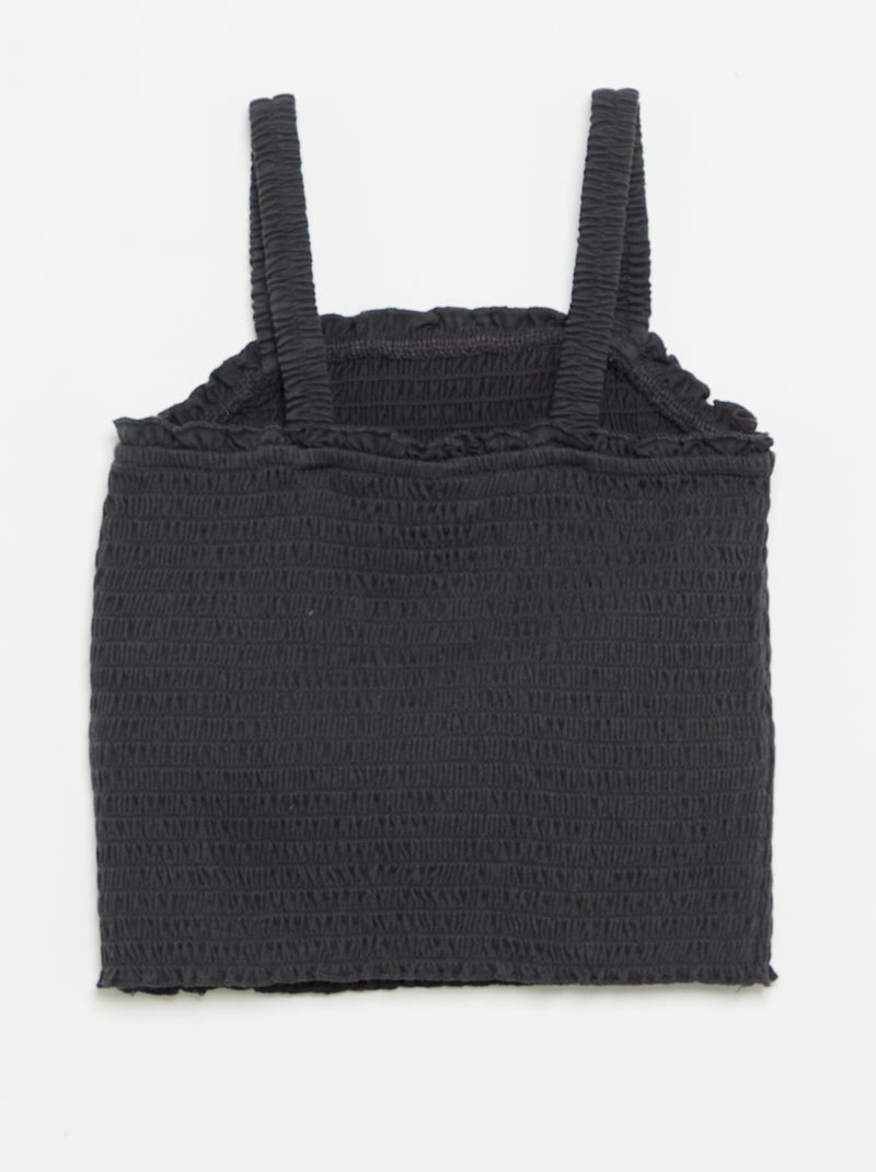 T-shirt smockada de alças Preto - Kiabi