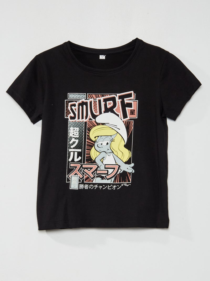 T-shirt 'Smurfina' de manga curta Preto - Kiabi