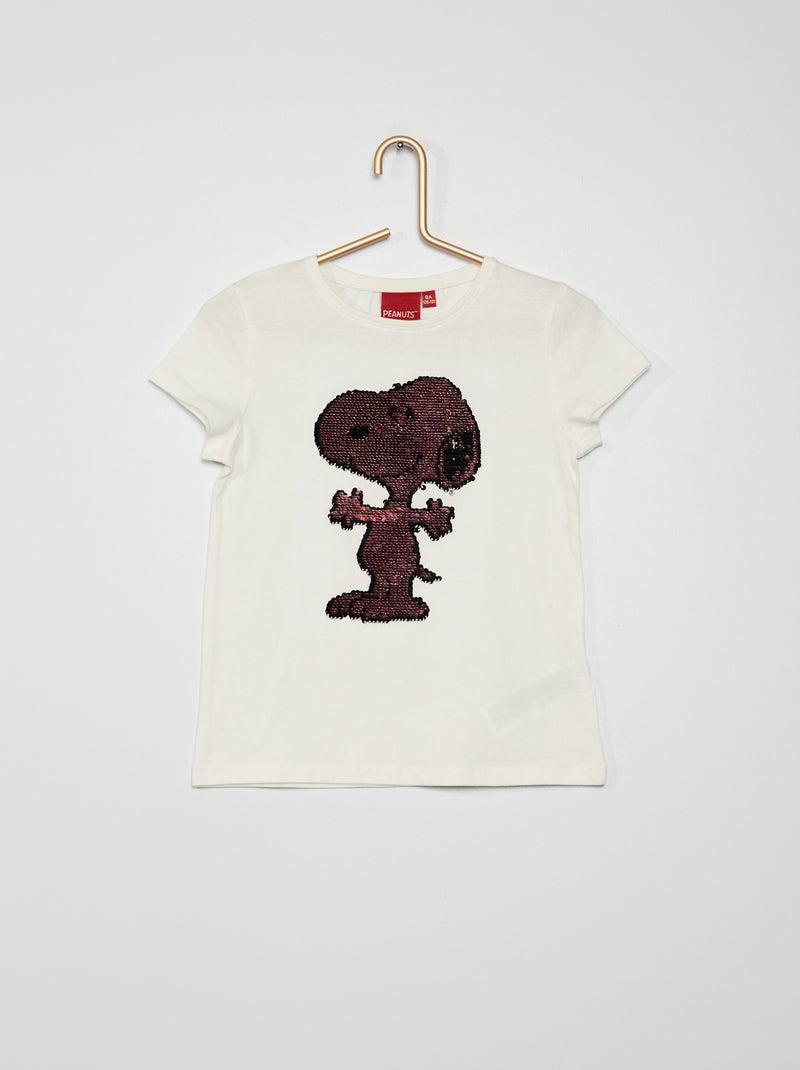 T-shirt 'Snoopy' com lantejoulas Branco - Kiabi