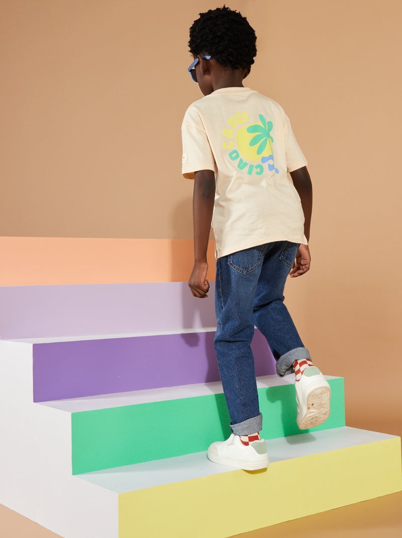T-shirt solta com estampado - Grafik Edition BEGE - Kiabi