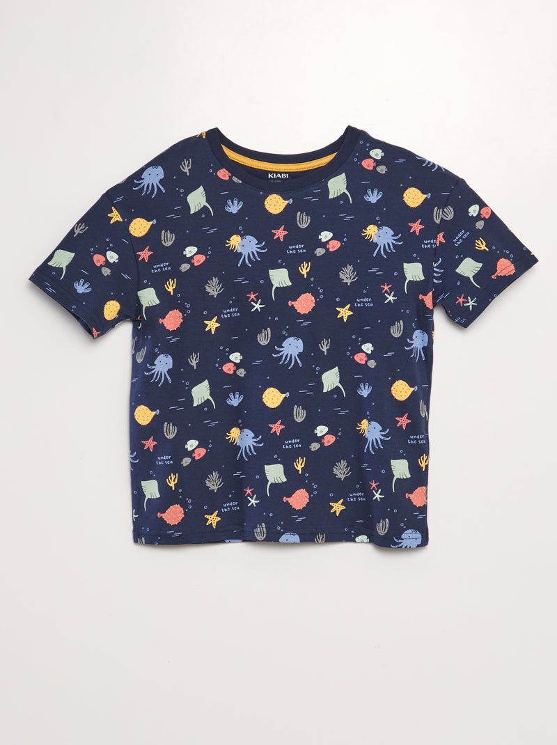 T-shirt solta estampada AZUL - Kiabi