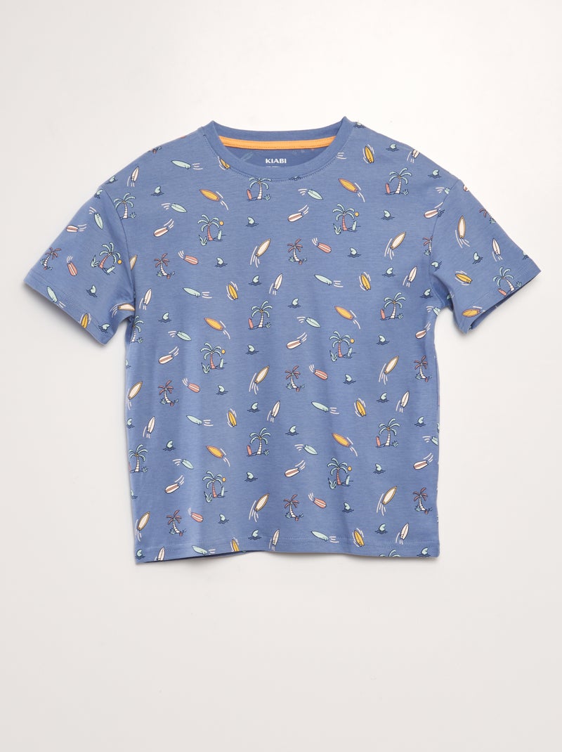 T-shirt solta estampada AZUL - Kiabi