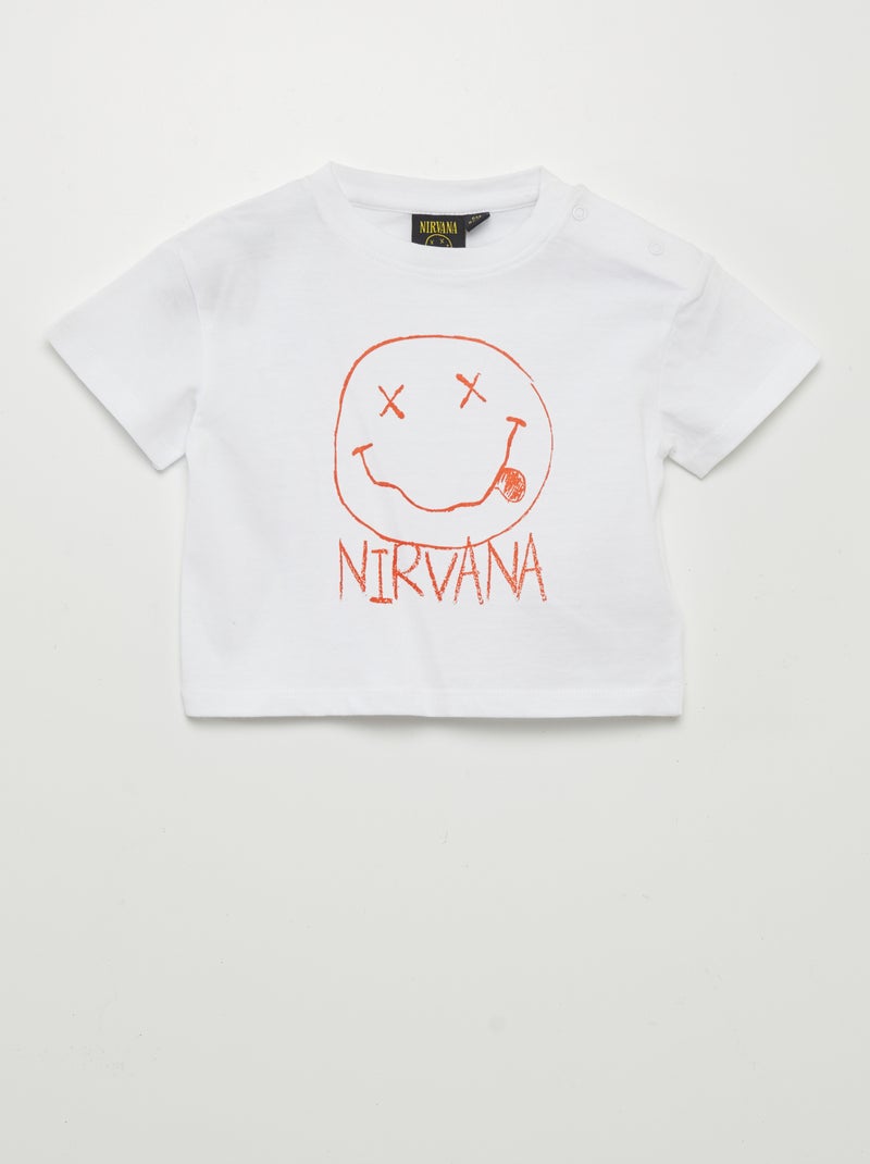 T-shirt solta 'Nirvana' BRANCO - Kiabi