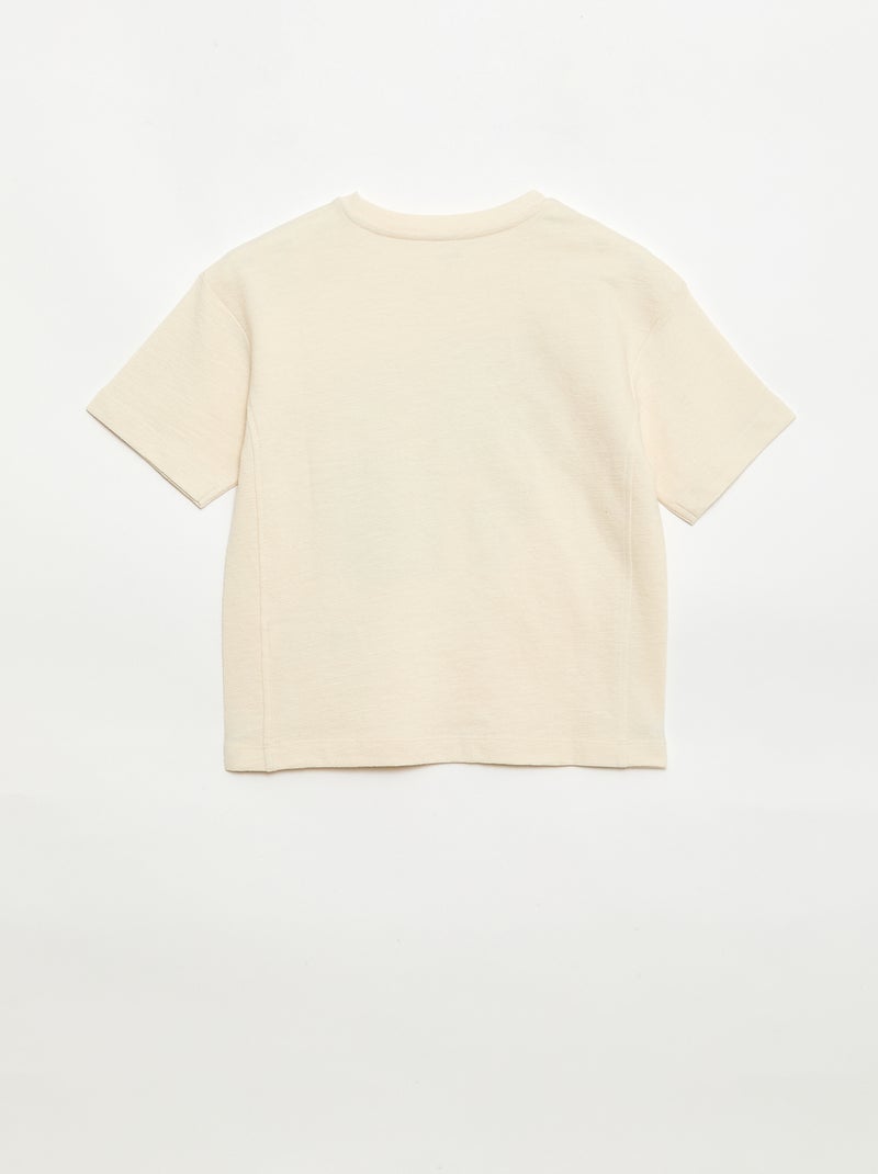 T-shirt solto de manga curta estampado Bege - Kiabi