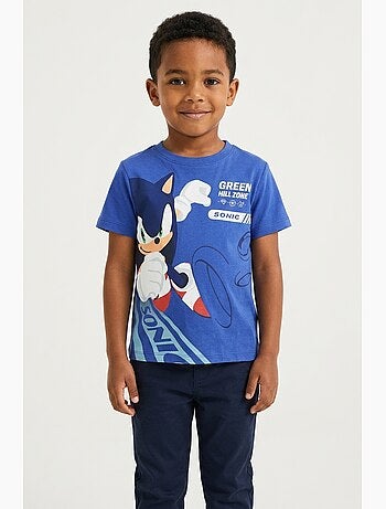 T-shirt sonic azul menino | licença oficial