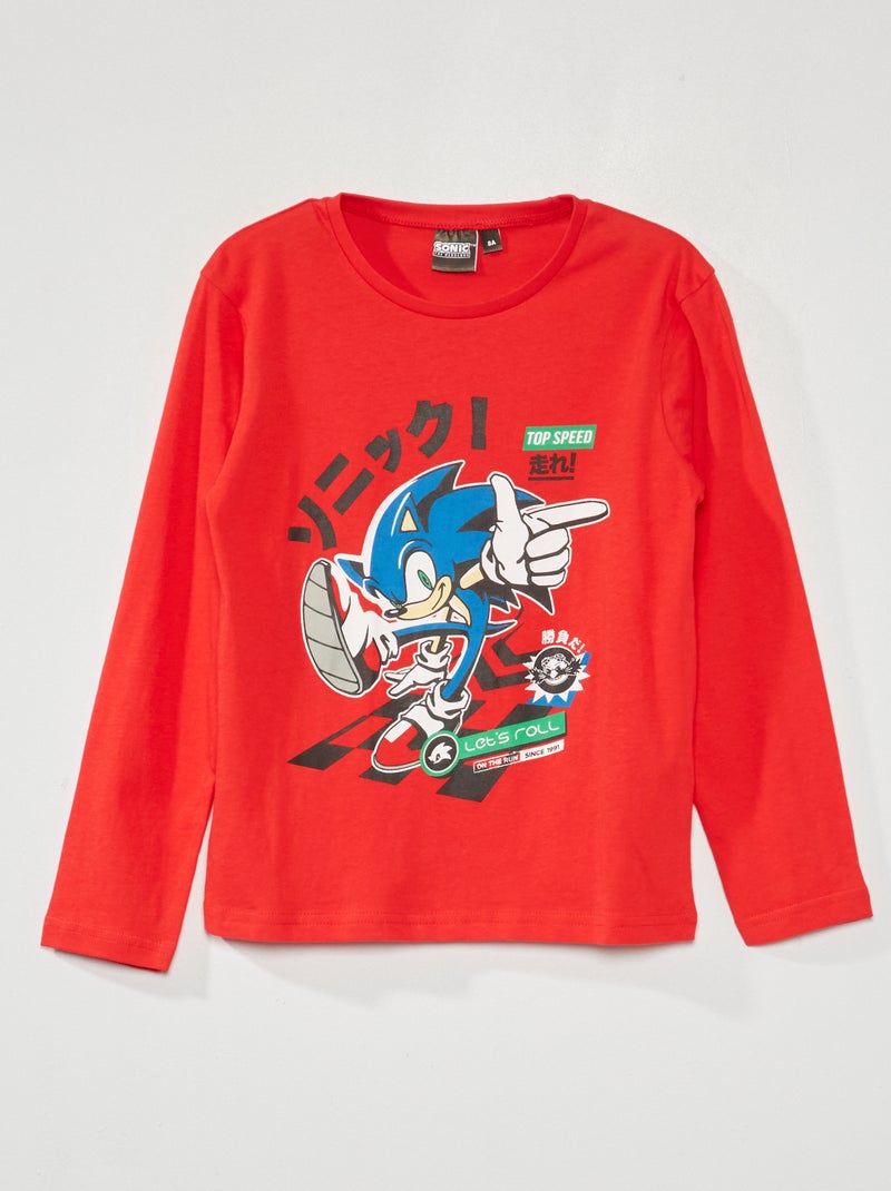 T-shirt 'Sonic' de manga curta VERMELHO - Kiabi