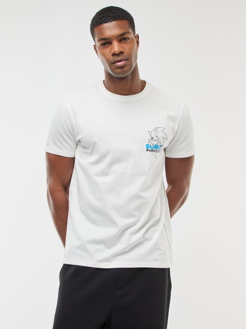 T-shirt 'Sonic' estampado frente e verso com mangas curtas - Kiabi