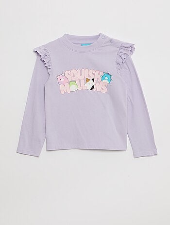 T-shirt 'Squichmallows' com folhos nos ombros - coleção fácil de vestir