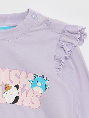 T-shirt 'Squichmallows' com folhos nos ombros - coleção fácil de vestir