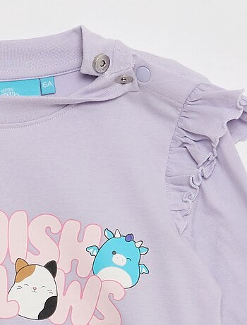 T-shirt 'Squichmallows' com folhos nos ombros - coleção fácil de vestir