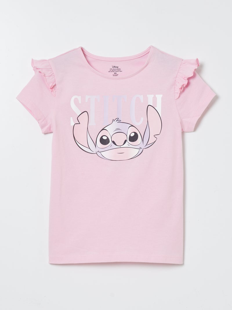 T-shirt 'Stitch' com manga com folhos ROSA - Kiabi