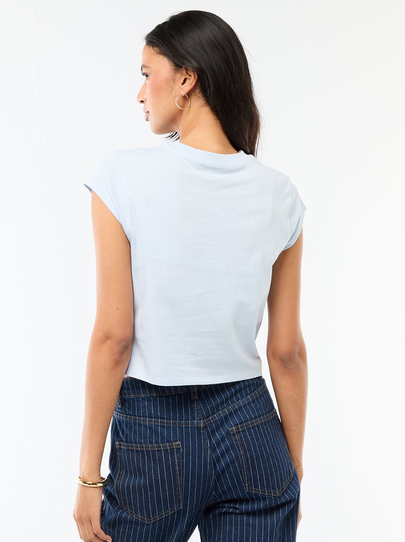 T-shirt 'Stitch' cropped Azul - Kiabi