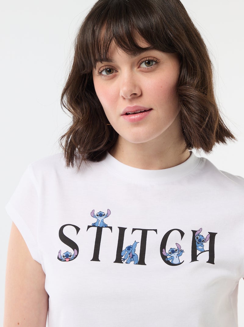 T-shirt 'Stitch' cropped Branco - Kiabi
