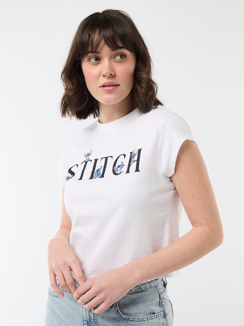 T-shirt 'Stitch' cropped Branco - Kiabi