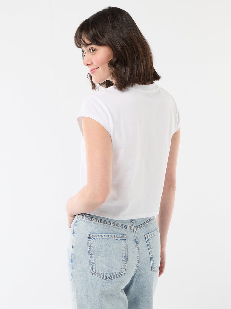 T-shirt 'Stitch' cropped Branco - Kiabi