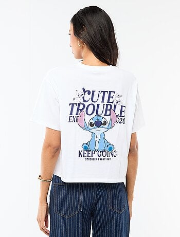 T-shirt 'Stitch' cropped de mangas curtas