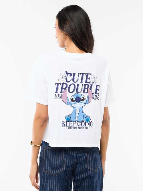 T-shirt 'Stitch' cropped de mangas curtas - Kiabi
