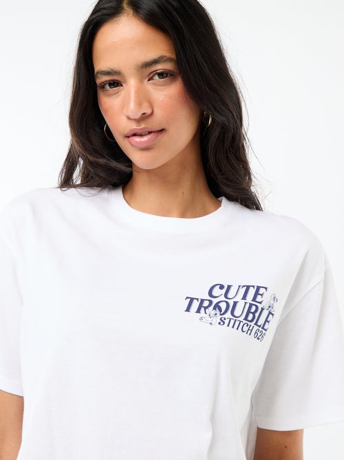 T-shirt 'Stitch' cropped de mangas curtas - Kiabi