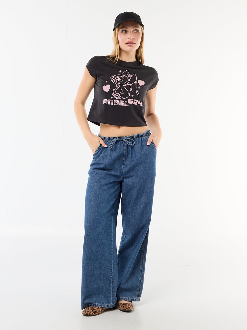 T-shirt 'Stitch' cropped 'Disney' Cinza - Kiabi