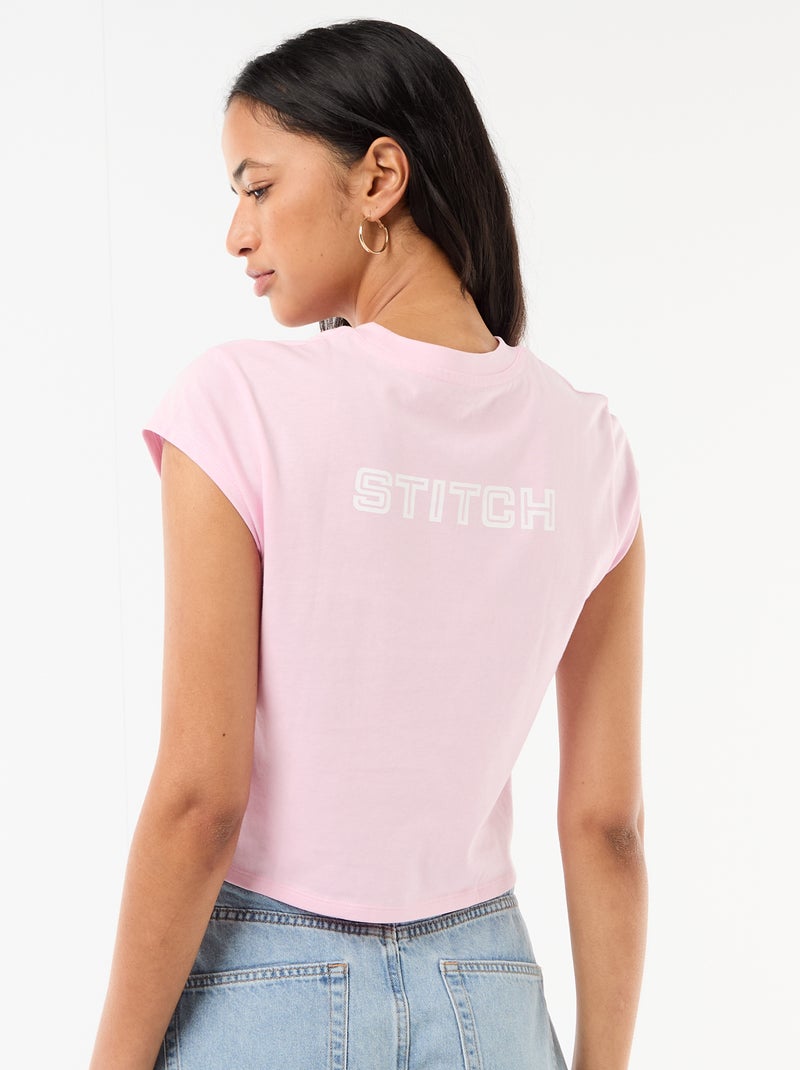 T-shirt 'Stitch' cropped 'Disney' Rosa - Kiabi