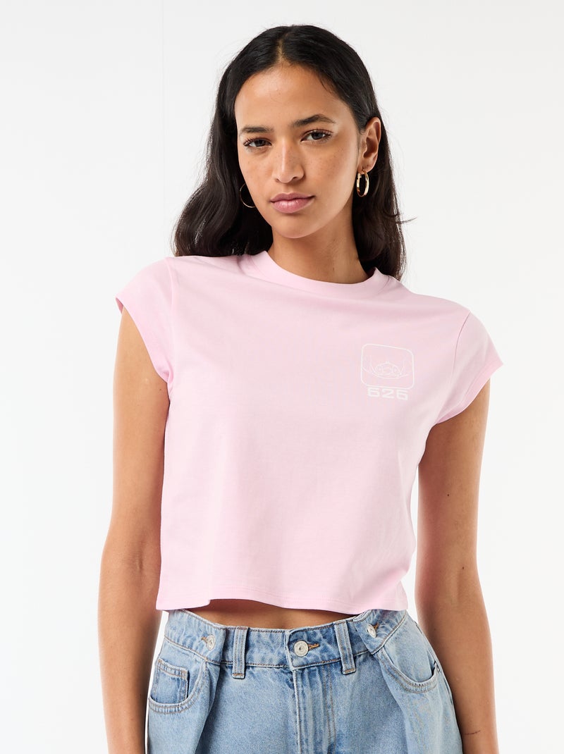 T-shirt 'Stitch' cropped 'Disney' Rosa - Kiabi