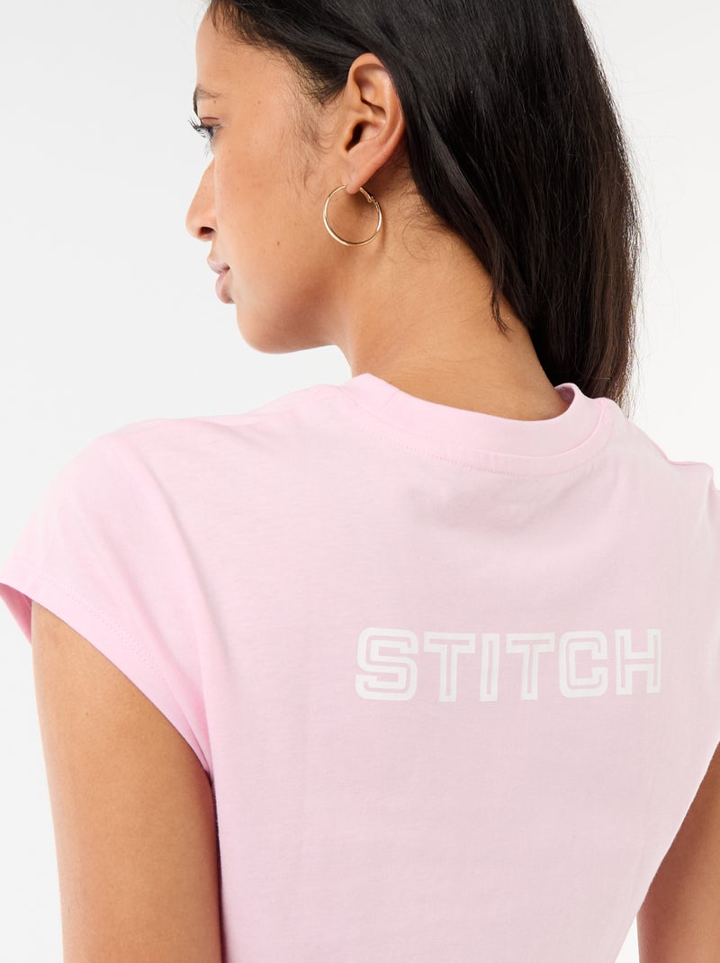 T-shirt 'Stitch' cropped 'Disney' Rosa - Kiabi
