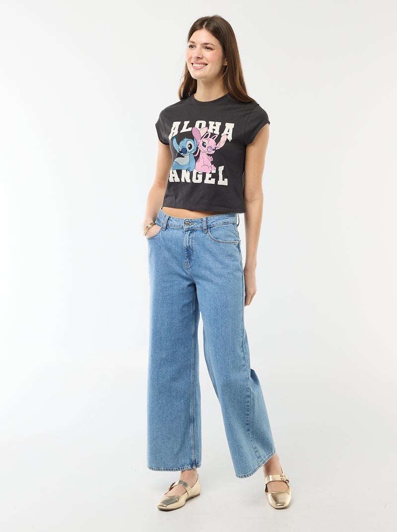 T-shirt 'Stitch' cropped Preto - Kiabi