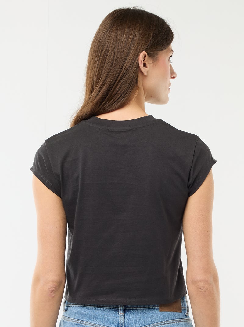 T-shirt 'Stitch' cropped Preto - Kiabi